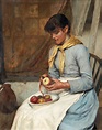 Edwin Harris, Young woman peeling apples. - Bukowskis