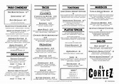 Menu of El Cortez Mexican Kitchen + Tequila Bar in Edmonton, AB T6E 4B2