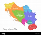 Mapa de Yugoslavia, división administrativa, regiones individuales ...