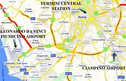 Rome airports map location - Map of Rome showing airports (Lazio - Italy)