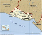 Map of El Salvador with cities and geographical facts population ...