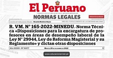 R. VM. N° 165-2022-MINEDU.- Norma Técnica «Disposiciones para la ...