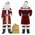 Men's Santa Costume Set Christmas 12pcs Deluxe Velvet Adult Santa Claus ...