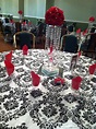 Red, Black and white Damask Birthday Party Ideas | Photo 4 of 18 ...