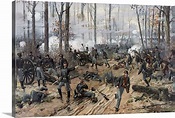 Civil War painting of Union and Confederate troops at The Battle of ...