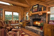 decoradas por dentro Log Cabin Fireplace, Log Cabin Living, Log Cabin ...