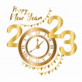 Happy New Year 2023 Golden Clock Style Typography, Happy New Year, 2023 ...