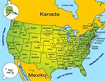 Nordamerika - Länder und Bundesstaaten der USA | Erdkunde | Landkarte ...
