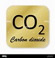 Golden fórmula química del dióxido de carbono símbolo aislado en fondo ...