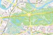 Tiergarten Stadtplan mit Satellitenfoto und Unterkünften von Berlin