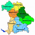 Karte Bayern Landkarte Regierungsbezirke Regionen Ausflugsziele ...