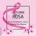 Pink October breast cancer awareness month in Spanish. Octubre rosa mes ...