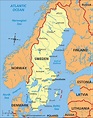 Labeled Map of Sweden with States, Cities & Capital