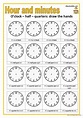 hour and minutes: English ESL worksheets pdf & doc