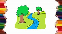 como dibujar un rio | Dibujos faciles - YouTube