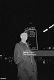 English actor Arthur Howard pictured standing in front of the Strand ...