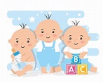 Premium Vector | Group of cute little babies boys
