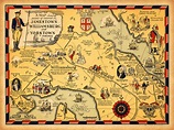 Map of Virginia 1607–1930 with Williamsburg, Jamestown, Yorktown