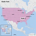 StepMap - Karte York - Landkarte für USA