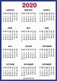 Free Printable 2020 Calendar HD, Blue – SS – CalendarzPrint | Free ...