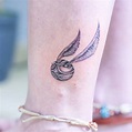 A golden snitch tattoo I made! : r/harrypotter