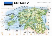 Karten von Estland mit Straßenkarte und Städten