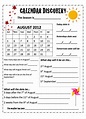 Calendar Worksheets Grade 4