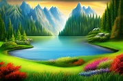 Nature Landscape Background Graphic by Craftable · Creative Fabrica