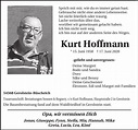 Kurt Hoffmann : Traueranzeige : Wochenspiegel