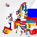 Mapa Altamente Detallado De Europa Con Las Banderas De País Ilustración ...
