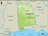 Detailed Clear Large Road Map of Alabama Topography and Physical ...
