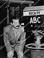 Jerry Colonna in front of ABC television camera KECA-TV The Jerry Colo ...
