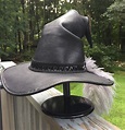 Wizard hat mage hat witch hat leather hat plume | Leather hats, Wizard ...