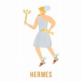 Ilustración de vector plano de Hermes. deidad griega antigua. dios del ...