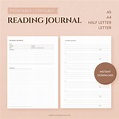 Reading Journal Printable for Book Lovers Book Review - Etsy