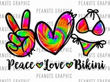 Peace Love Bikini PNG Sublimation Design Print Tie Dye - Etsy