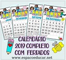 CALENDÁRIO 2019 COMPLETO COM DATAS COMEMORATIVAS OU FERIADOS PARA ...