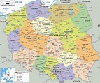 Grande mapa político y administrativo de Polonia con carreteras ...