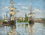 El Poder del Arte: "Barcos en el Sena en Rouen" obra de Claude Monet