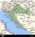 Karte von Kroatien. Zeigt die Ländergrenzen, städtischen Gebieten ...