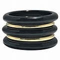 Set of Five Onyx and Gold Stacking Bands For Sale at 1stDibs