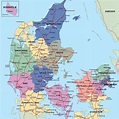 Dinamarca mapa político - Mapa da dinamarca político (Norte da Europa ...