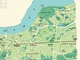 Greenwich (London borough) retro map giclee print – Mike Hall Maps ...