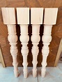 29" Massive Unfinished Farmhouse Table Legs, Turned Table Legs, Wood ...