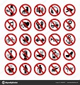 Set Red Prohibition Icons Forbidden Signs Vector Illustration Stock ...