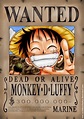 WANTED:Monkey D. Luffy Dead or Alive $300,000,000 | One piece luffy ...