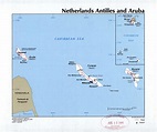 Large detailed political map of Netherland Antilles and Aruba with ...