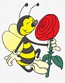 Bee With Flower - Smelling A Flower Cartoon, HD Png Download - kindpng
