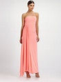 Halston Heritage Ruched Strapless Dress in Pink (bright guava) | Lyst