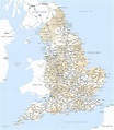 England map with roads, counties, towns - Maproom
